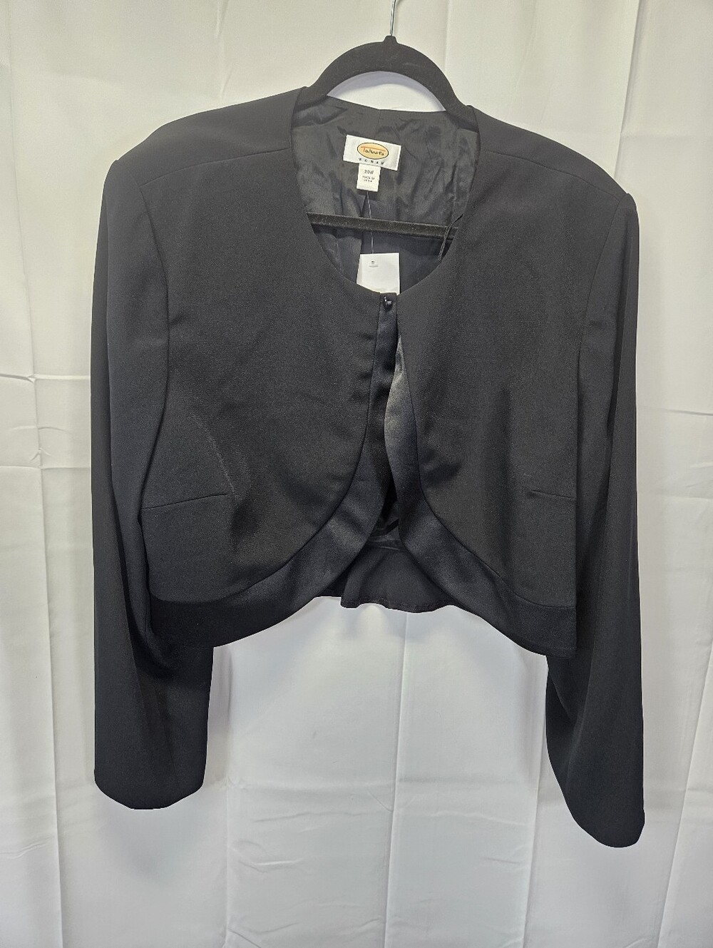 Talbots Black Cropped Open-Front Tuxedo Blazer New